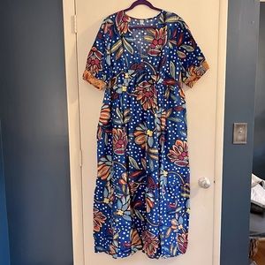 Tabitha Brown Blue Floral Maxi Dress
